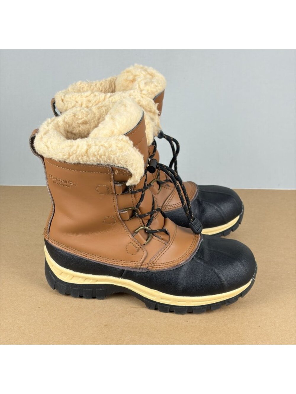 BearPaw Kelly Waterproof Snow Boots Kids 4 Tan Black Wool Blend Fleece Lining - Picture 6 of 8